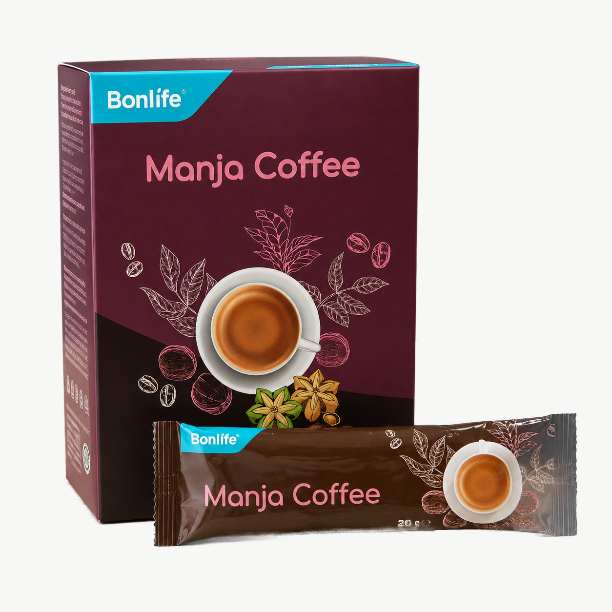Упаковка Bonlife Manja Coffee и порционное саше