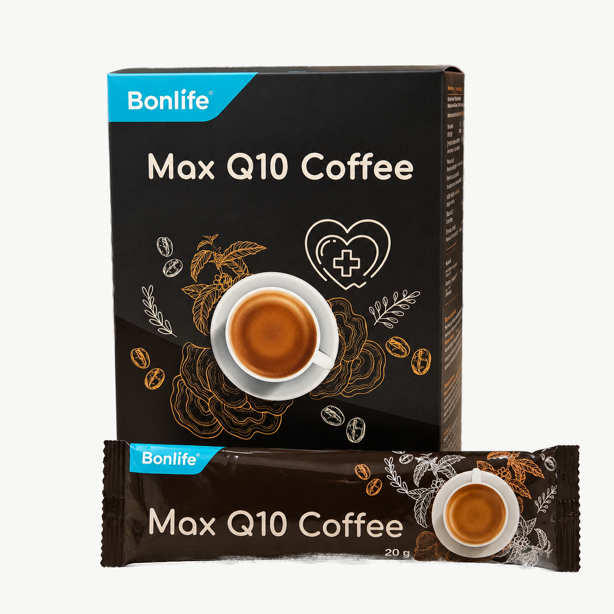 Упаковка Bonlife Max Q10 Coffee и порционное саше